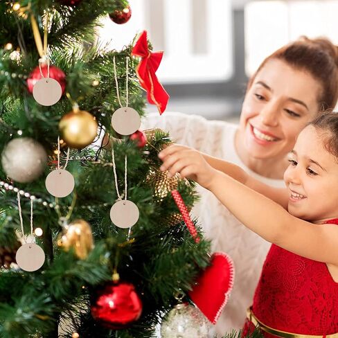 علامات خشبية دائرية مقاس 1.5 بوصة، دوائر خشبية مع فتحة للديكور المنزلي، 100 قطعة in Kuwait