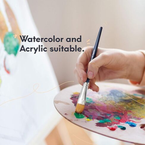 فرش الألوان المائية - 10 فرش طلاء بأحجام مختلفة - مجموعة فرش ألوان مائية احترافية - للفنانين والأطفال والطلاب - مثالية للرسم الأكريليك والتمبرا والزيت والألوان المائية وطلاء الغواش in Kuwait