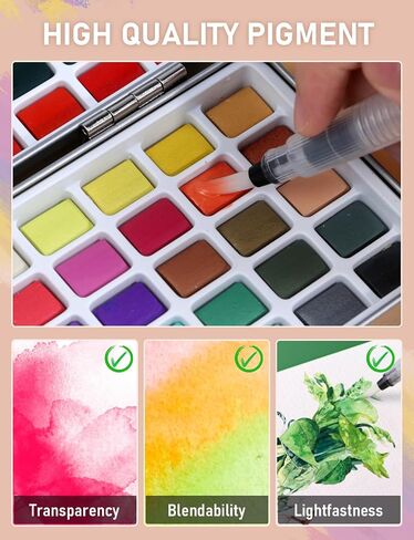 Nicpro 100 Colors Watercolor Paint Set, Metallic Macaron & Fluorescent in Kuwait