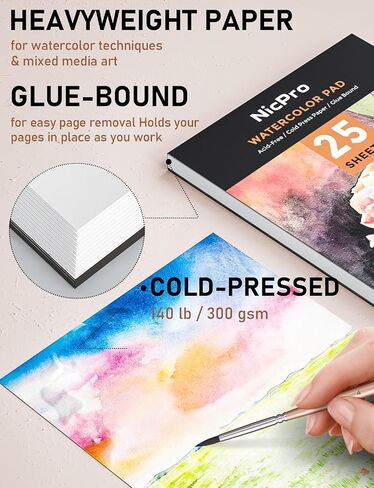 Nicpro 100 Colors Watercolor Paint Set, Metallic Macaron & Fluorescent in Kuwait