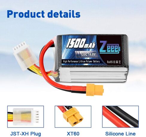 Zeee 4S Lipo Battery 1500mAh 14.8V 120C Graphene Battery with XT60 Plug for FPV Drone Quadcopter Helicopter Airplane RC Boat RC Car RC Models(2 Pack) in Saudi Arabia