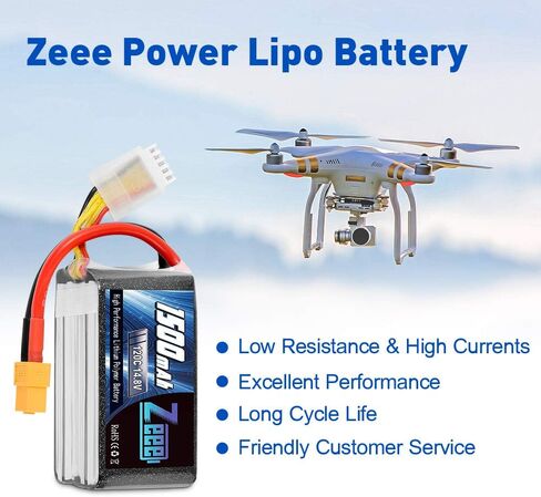 Zeee 4S Lipo Battery 1500mAh 14.8V 120C Graphene Battery with XT60 Plug for FPV Drone Quadcopter Helicopter Airplane RC Boat RC Car RC Models(2 Pack) in Saudi Arabia