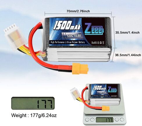 Zeee 4S Lipo Battery 1500mAh 14.8V 120C Graphene Battery with XT60 Plug for FPV Drone Quadcopter Helicopter Airplane RC Boat RC Car RC Models(2 Pack) in Saudi Arabia