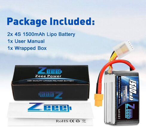 Zeee 4S Lipo Battery 1500mAh 14.8V 120C Graphene Battery with XT60 Plug for FPV Drone Quadcopter Helicopter Airplane RC Boat RC Car RC Models(2 Pack) in Saudi Arabia