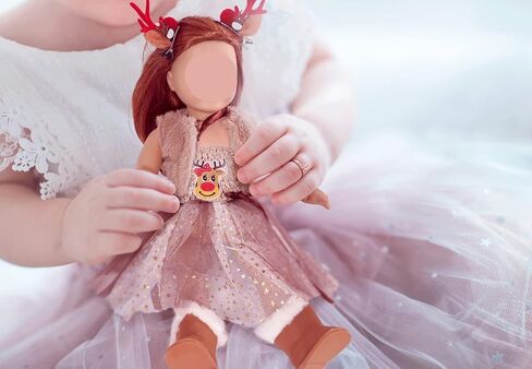 مجموعة ملابس الدمية مقاس 18 بوصة - أزياء عيد الميلاد مع أحذية وأغطية للرأس وحقيبة هدايا إلك in Kuwait