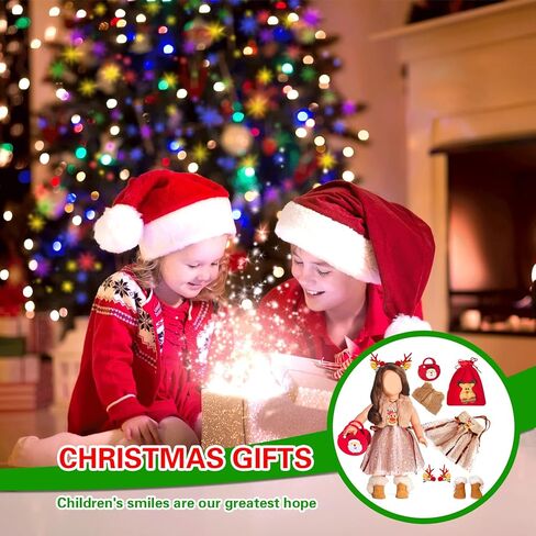 مجموعة ملابس الدمية مقاس 18 بوصة - أزياء عيد الميلاد مع أحذية وأغطية للرأس وحقيبة هدايا إلك in Kuwait