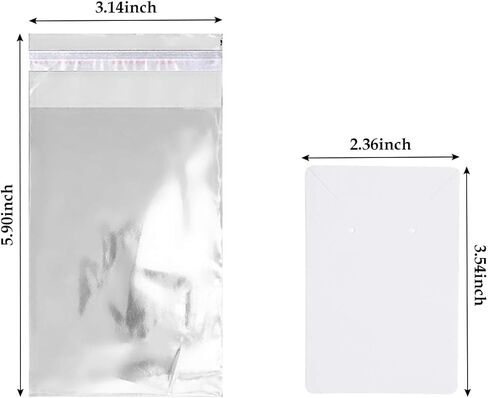 بطاقات القرط BFACCIA، 100 قطعة من بطاقات عرض القرط مع 200 كيس ذاتي الغلق من ورق الكرافت لبيع الأقراط وعرض المجوهرات، وبطاقات حامل القرط 3.5 × 2.4 بوصة (أسود) in Kuwait