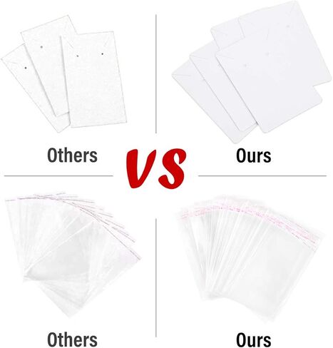 بطاقات القرط BFACCIA، 100 قطعة من بطاقات عرض القرط مع 200 كيس ذاتي الغلق من ورق الكرافت لبيع الأقراط وعرض المجوهرات، وبطاقات حامل القرط 3.5 × 2.4 بوصة (أسود) in Kuwait