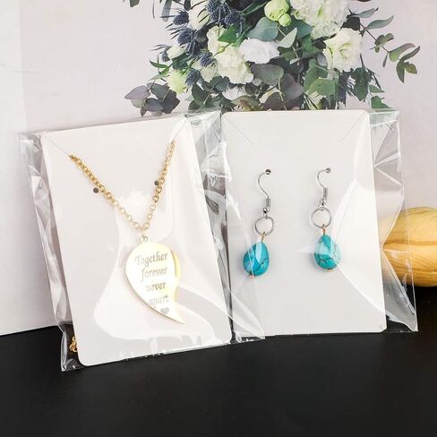 بطاقات القرط BFACCIA، 100 قطعة من بطاقات عرض القرط مع 200 كيس ذاتي الغلق من ورق الكرافت لبيع الأقراط وعرض المجوهرات، وبطاقات حامل القرط 3.5 × 2.4 بوصة (أسود) in Kuwait