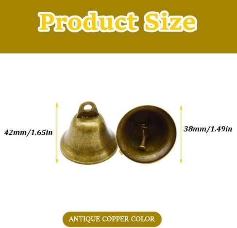 Hocansen 36 قطعة أجراس جلجل برونزية عتيقة 1.7 × 1.5 بوصة أجراس حرفية نحاسية أجراس عيد الميلاد صنع أجراس الرياح للأبواب وطوق الكلب in Kuwait