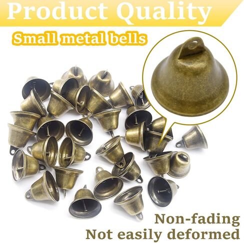 Hocansen 36 قطعة أجراس جلجل برونزية عتيقة 1.7 × 1.5 بوصة أجراس حرفية نحاسية أجراس عيد الميلاد صنع أجراس الرياح للأبواب وطوق الكلب in Kuwait
