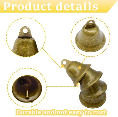 Hocansen 36 قطعة أجراس جلجل برونزية عتيقة 1.7 × 1.5 بوصة أجراس حرفية نحاسية أجراس عيد الميلاد صنع أجراس الرياح للأبواب وطوق الكلب in Kuwait
