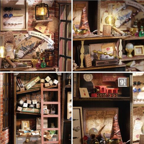 طقم بيت الدمى المصغر والأثاث من Roroom DIY، نموذج حرفي صغير ثلاثي الأبعاد لبيت الدمية الخشبية مع غطاء مقاوم للغبار ومصباح LED، فكرة غرفة إبداعية لهدية عيد ميلاد عيد الحب (F-032) in Kuwait