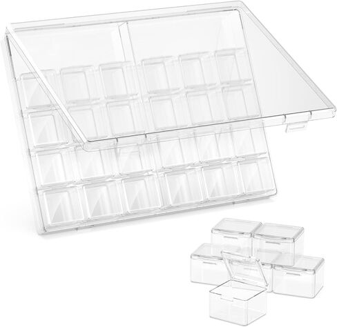 30 Packs Plastic Stackable Organizer Container with Lids, Mini Containers for Beads, Glitter, Slime, Paint or Seed Storage - Black (Black) in Saudi Arabia