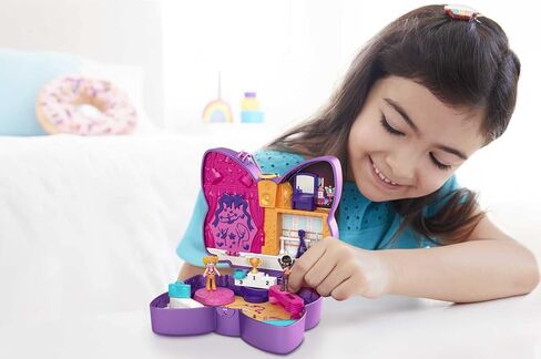 Polly Pocket Compact Playset, Sparkle Stage Bow with 2 Micro Dolls & Accessories, Travel Toys with Surprise Reveals in Saudi Arabia