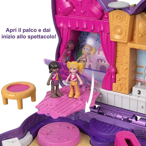 Polly Pocket Compact Playset, Sparkle Stage Bow with 2 Micro Dolls & Accessories, Travel Toys with Surprise Reveals in Saudi Arabia