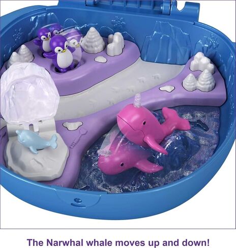 Polly Pocket Playset, Travel Toy with 2 Micro Dolls & Pet Accessories, Freezin' Fun Narwhal Compact Playset in Saudi Arabia