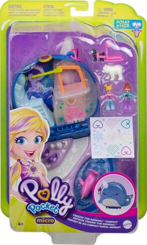 Polly Pocket Playset, Travel Toy with 2 Micro Dolls & Pet Accessories, Freezin' Fun Narwhal Compact Playset in Saudi Arabia