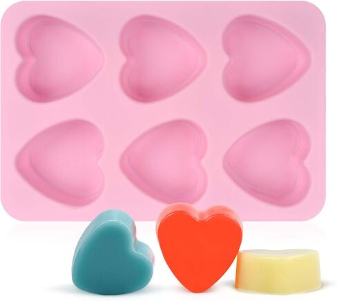 SJ Heart Silicone Molds, 6 Cavity 4 Ounce Bar Heart Mold for Soap, Resin, Candle and Muffin, Pack of 1 in Saudi Arabia