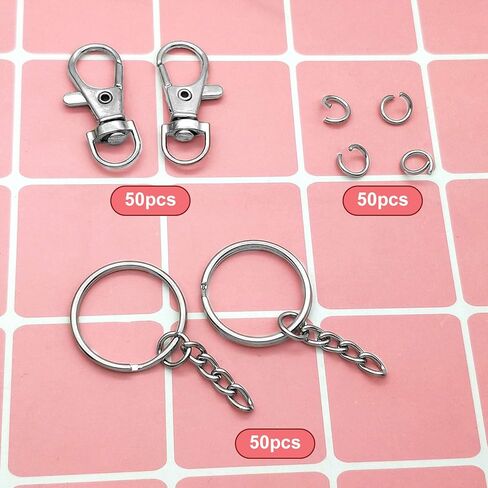 150 قطعة خطاف دوار المفاجئ حلقات الانتقال سبليت حلقات المفاتيح مع سلسلة لمشاريع الخياطة حبل المفاتيح حقيبة يد محفظة الأجهزة الحرفية in Kuwait