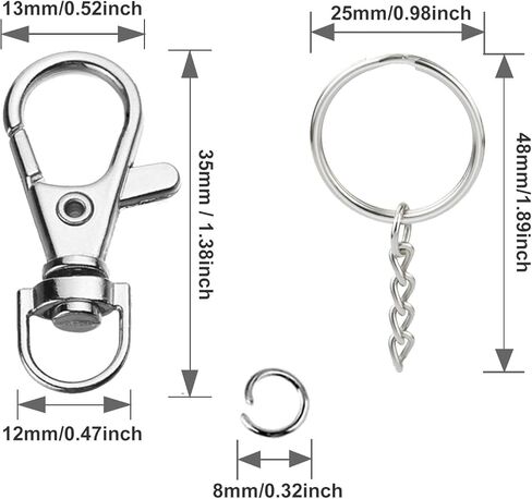 150 قطعة خطاف دوار المفاجئ حلقات الانتقال سبليت حلقات المفاتيح مع سلسلة لمشاريع الخياطة حبل المفاتيح حقيبة يد محفظة الأجهزة الحرفية in Kuwait