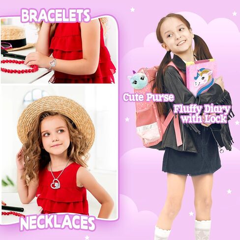 ليناي صندوق هدايا يونيكورن للبنات، هدايا يونيكورن للبنات من سن 5-8 سنوات مع مذكرات قفل وشريط راس وقناع عين وزجاجة مياه وسوار هدايا الكريسماس واعياد الميلاد للاطفال، سلة يونيكورن للبنات in Kuwait