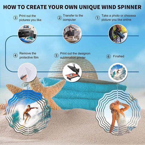 4 Pcs 8 Inch Sublimation Wind Spinner Blanks, 3D Aluminum Wind Powered Kinetic Sculpture, Spinner Suspension Trim for Yards & Gardens（Round） in Kuwait