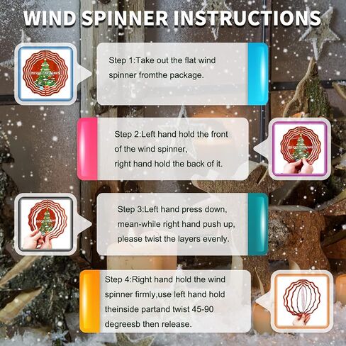 4 Pcs 8 Inch Sublimation Wind Spinner Blanks, 3D Aluminum Wind Powered Kinetic Sculpture, Spinner Suspension Trim for Yards & Gardens（Round） in Kuwait