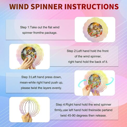 4 Pcs 8 Inch Sublimation Wind Spinner Blanks, 3D Aluminum Wind Powered Kinetic Sculpture, Spinner Suspension Trim for Yards & Gardens（Round） in Saudi Arabia