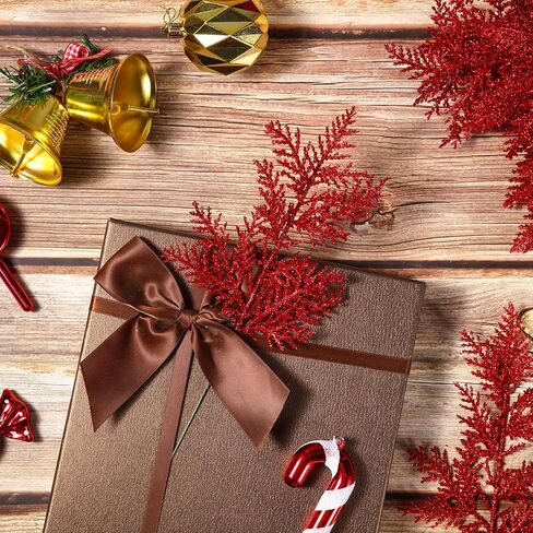 Hotop 100 Pcs Christmas Glitter Pine Needles 10.6 Inches Pine Stems Picks DIY Christmas Garland Wreath Decor Artificial Pine Branches for Xmas Winter Home Centerpieces Party Decoration(Green) in Saudi Arabia
