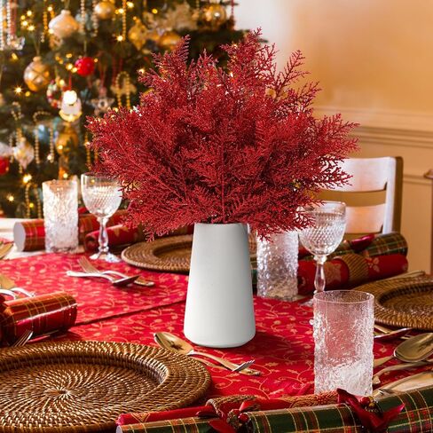 Hotop 100 Pcs Christmas Glitter Pine Needles 10.6 Inches Pine Stems Picks DIY Christmas Garland Wreath Decor Artificial Pine Branches for Xmas Winter Home Centerpieces Party Decoration(Green) in Saudi Arabia