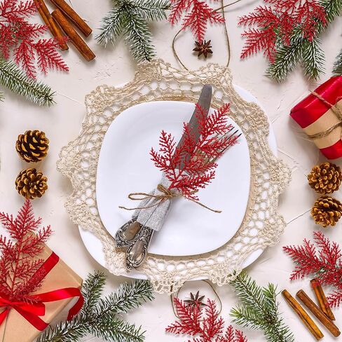 Hotop 100 Pcs Christmas Glitter Pine Needles 10.6 Inches Pine Stems Picks DIY Christmas Garland Wreath Decor Artificial Pine Branches for Xmas Winter Home Centerpieces Party Decoration(Green) in Saudi Arabia