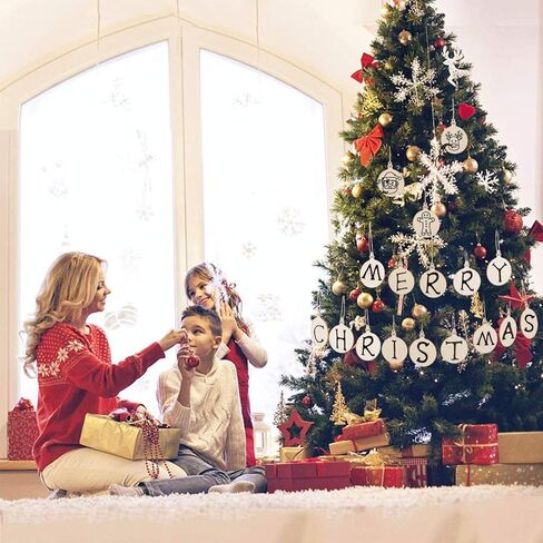 عبوة من 60 قرص خشبي دائري مع فتحات، شرائح خشب طبيعي ليستنمان غير مكتملة مثقوبة مسبقًا مع 60 قطعة من الخيوط المجدولة، رقائق خشبية مسطحة لتزيين شجرة الكريسماس والفنون والحرف اليدوية المعلقة in Kuwait