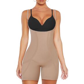 VVX Open Bust Shapewear for Women Tummy Contro-Body Shaper Fajas Seamless Butt Lifting Bodysuit High Waist Shorts - Nude XL/2XL in Kuwait