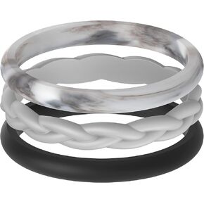 ThunderFit Women Silicone Wedding Bands, Breathable Wedding Rings for Women, Unique Designs