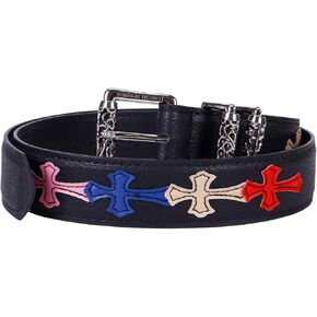 حزام كروس عصري كلاسيكي بتصميم بانك قوطي من الكروم للجينز من سراجتكر، اسود، يناسب مقاس 24 انش - 34 انش in Kuwait