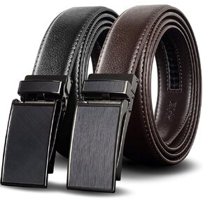 Gurzita Ratchet Belt 2 Pack,Mens Belts Leather Ratchet,Adjustable Dress Belts with Click Slide Buckle in Saudi Arabia