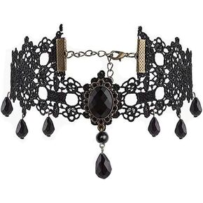 Woent Black Sexy Lace Choker Necklaces Gothic Tassel Collar Choker Halloween Party Accessories for Women Girls in Saudi Arabia