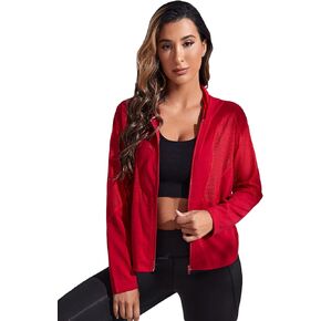 OYOANGLE Women's Full Zip Up Athletic Running Hoodie Jackets Mesh Lightweight Sun Shirt