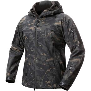 ReFire Gear Men's Soft Shell Military Tactical Jacket Outdoor Camouflage Hunting Fleece Hooded Coat