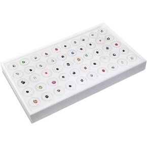 Ikee Design 24 Gem Showcase Stackable Jewelry Display Tray for Collectibles, Rock Storage Box Gemstones Bead Storage Jars, Black Foam, Black Tray, 14 7/8W x 8 3/8D x 1H in