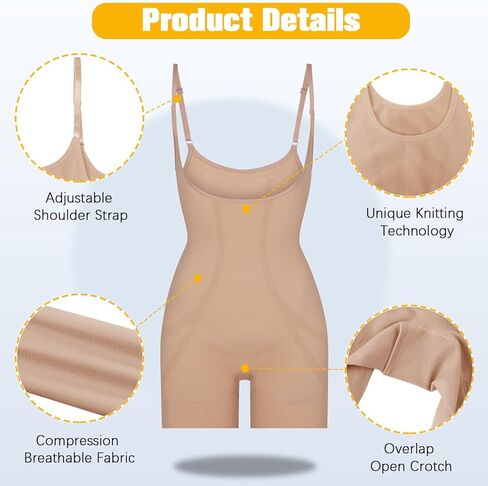 VVX Open Bust Shapewear for Women Tummy Contro-Body Shaper Fajas Seamless Butt Lifting Bodysuit High Waist Shorts - Nude XL/2XL in Kuwait