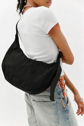 Medium Nylon Crossbody Crescent Bag: Slouchy Style Shoulder Casual with Adjustable Strap in Kuwait