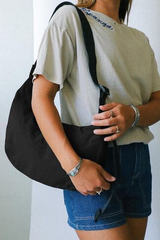 Medium Nylon Crossbody Crescent Bag: Slouchy Style Shoulder Casual with Adjustable Strap in Kuwait