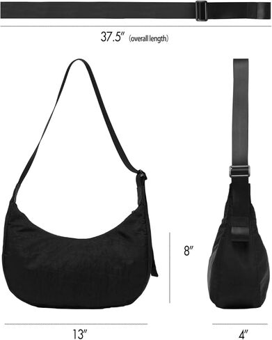 Medium Nylon Crossbody Crescent Bag: Slouchy Style Shoulder Casual with Adjustable Strap in Kuwait