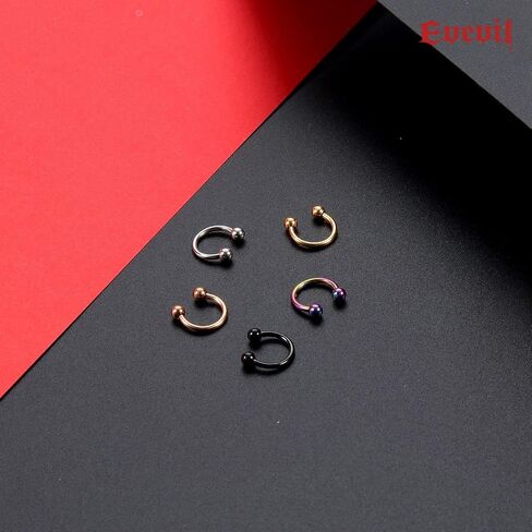 Evevil 14G 16G مجوهرات الحاجز الجراحية الصلب حلقة الحاجز الصغيرة للنساء الرجال الأنف الأنف خواتم الشفاه Labret الغضروف ثقب الجسم (10 أزواج، الذهب، الفضة، ارتفع الذهب، أسود) in Kuwait