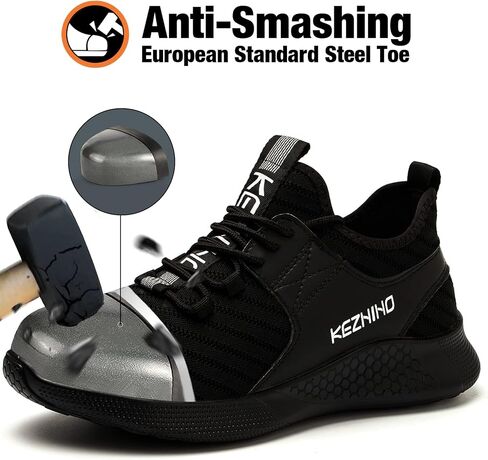 Kezhiho Steel Toe Work Shoes for Men Lightweight Comfortable Slip Resistant Puncture Proof Safety Shoes Breathable Indestructible Construction Industrial Sneakers in Saudi Arabia