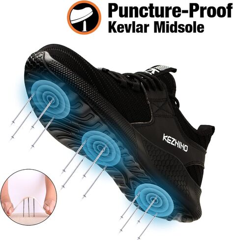 Kezhiho Steel Toe Work Shoes for Men Lightweight Comfortable Slip Resistant Puncture Proof Safety Shoes Breathable Indestructible Construction Industrial Sneakers in Saudi Arabia