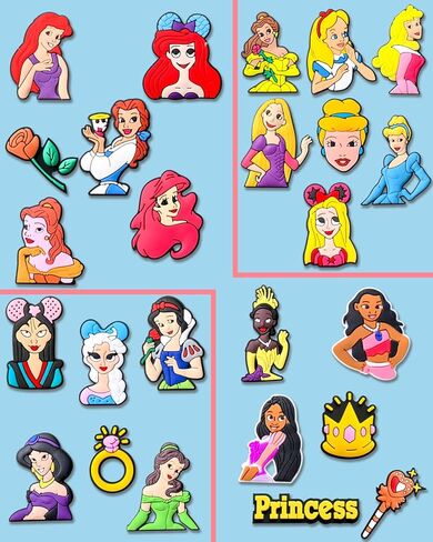 Zanerolan 25PCS Princess Shoe Decoration Charms for Clog, Cartoon Princess Charms Accessories for Kid Girl Party Favor in Kuwait