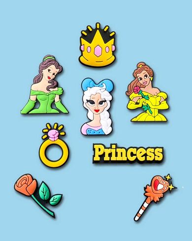 Zanerolan 25PCS Princess Shoe Decoration Charms for Clog, Cartoon Princess Charms Accessories for Kid Girl Party Favor in Kuwait